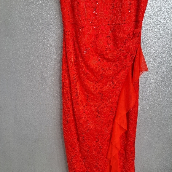 NWT Candalite Petite Cherry Red Lace & Sequin Formal Gown - Picture 5 of 12